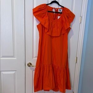 Whit Two midi Orange Ruffle Dress